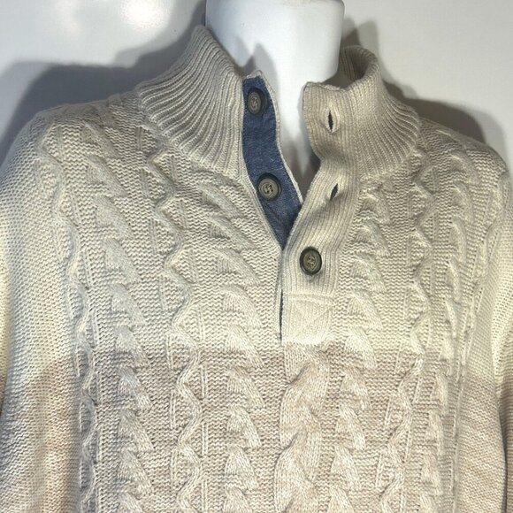 Weatherproof Vintage NWT SZ XL Natural button mock cable knit sweater timeless - Picture 6 of 14
